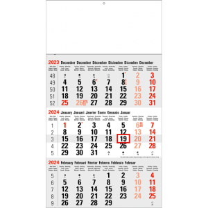 Maandkalender 3-maand Classic grijs 2024