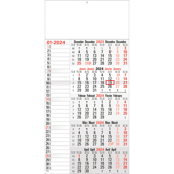 Maandkalender 5-maand Memo 2024