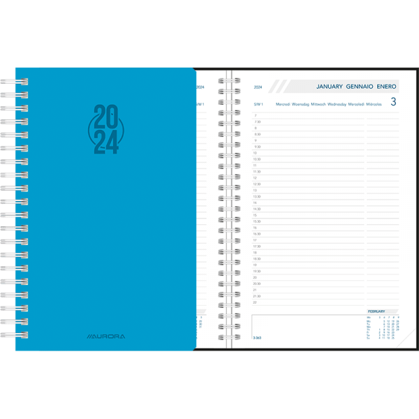 Agenda Daily 2024 wire-o - Blauw