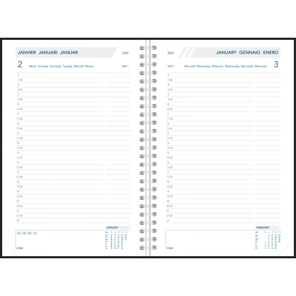 Kantooragenda Daily 2024 wire-o - binnenkant