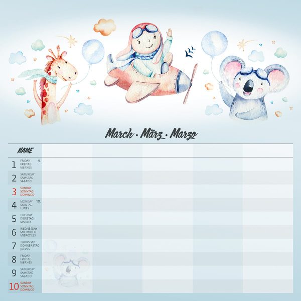 Muurkalender Family Planner 2024 - Maart