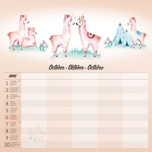 Muurkalender Family Planner 2024 - Okober