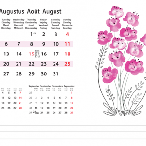 Kantoorkalender Flower Art 2024 - Augustus