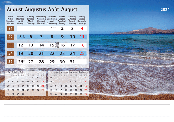 Kantoorkalender Serenity 2024 - Augustus