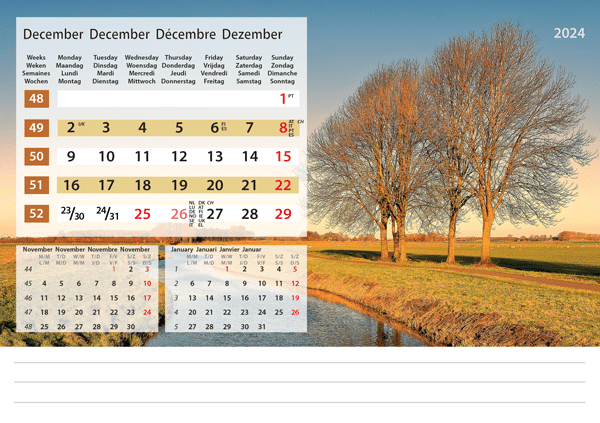 Kantoorkalender Serenity 2024 - December