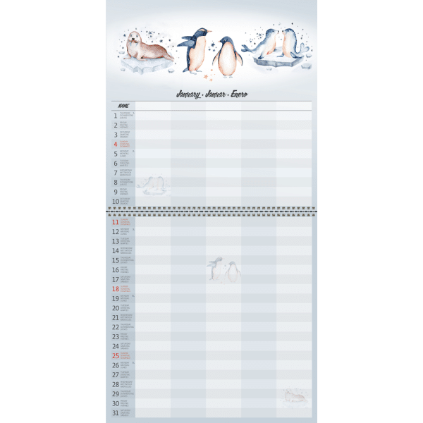 Muurkalender family Planner 2026 - januari