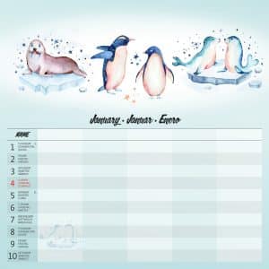 Muurkalender Family Planner - januari detail
