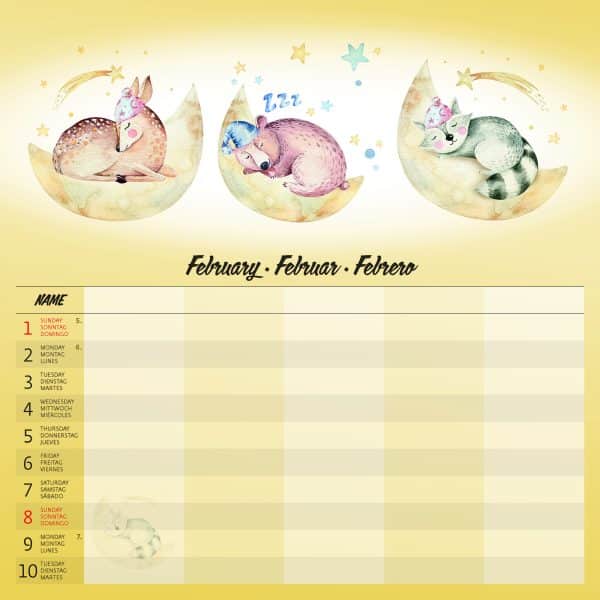 Muurkalender Family Planner - februari detail
