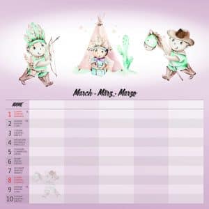 Muurkalender Family Planner - maart detail