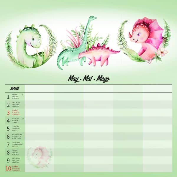 Muurkalender Family Planner - mei detail