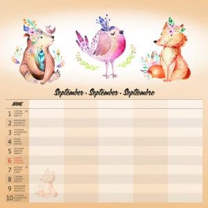 Muurkalender Family Planner - september - detail