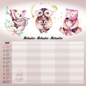 Muurkalender Family Planner - november detail