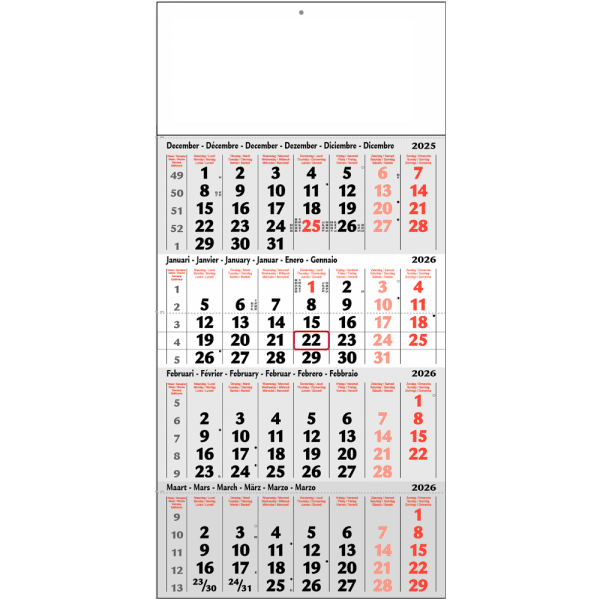 Maandkalender 4-maand Classic 2026