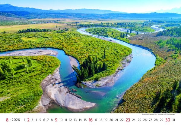 Muurkalender National Parks 2026 - augustus