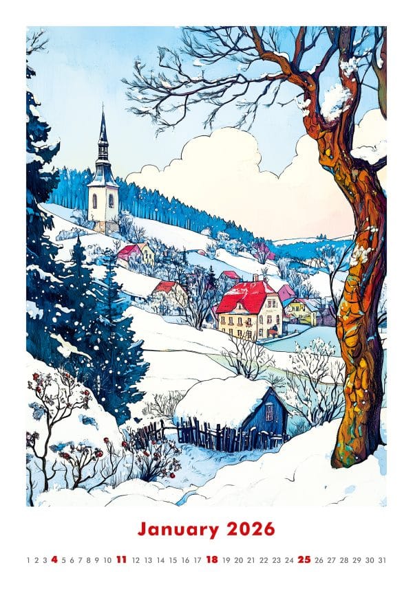 Muurkalender Art Naive 2026 - januari