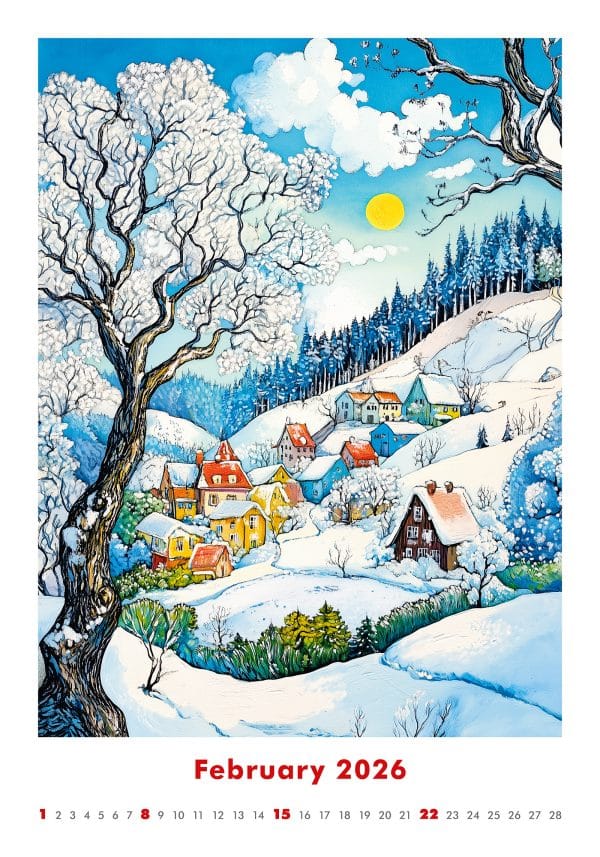 Muurkalender Art Naive 2026 - februari