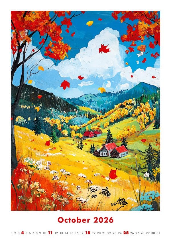 Muurkalender Art Naive 2026 - oktober