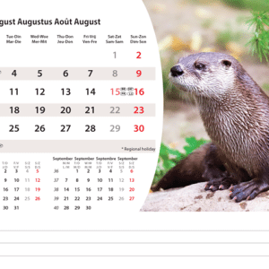 Kantoorkalender Animals 2026 - augustus