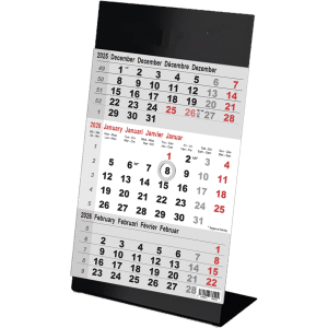 Kantoorkalender 3-maand Color zwart 2026