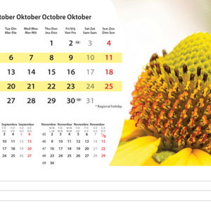 Bureaukalender Flowers 2026 - oktober
