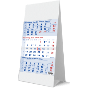 Kantoorkalender 3-maand blauw 2026
