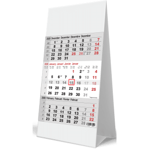 Kantoorkalender 3-maand grijs 2026