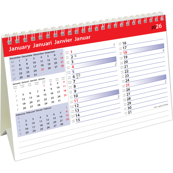 Kantoorkalender Belgium Memo 2026