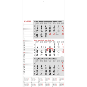 3-maandkalender Memo met jaaroverzicht 2026