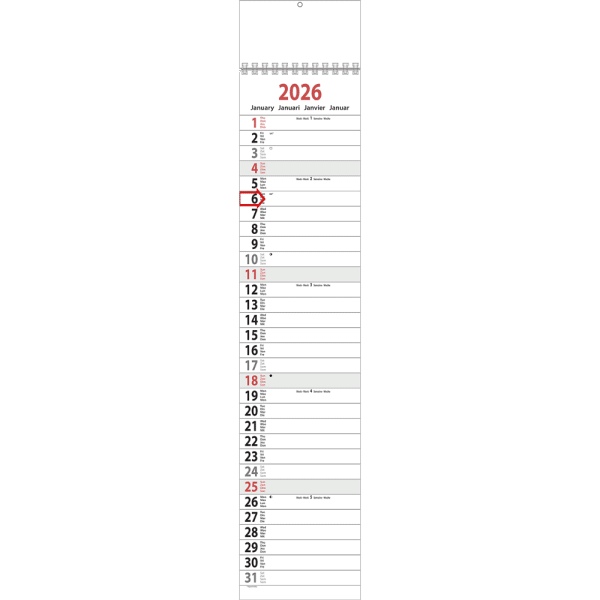 Strookkalender XL 2026