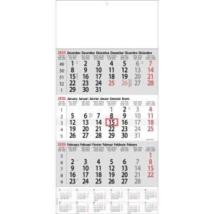 3-maandkalender Classic met jaaroverzicht 2026