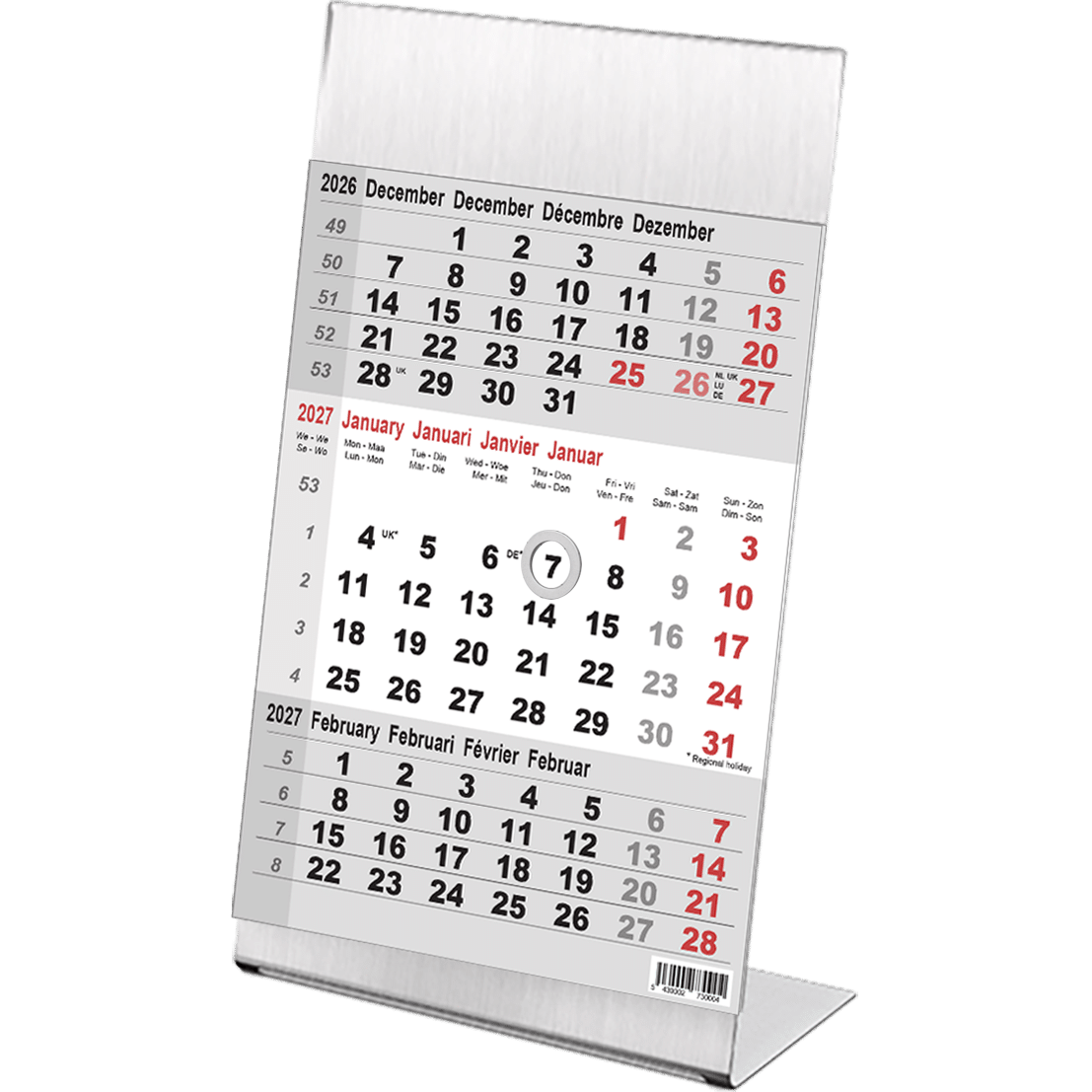 Kantoorkalender 2027 3-maand Steel Kantoorkalender 2027 3-maand Steel