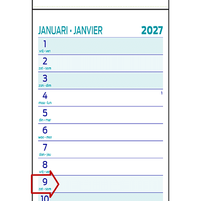 Strookkalender Midi 2027 - Detail Strookkalender Midi 2027 - Detail