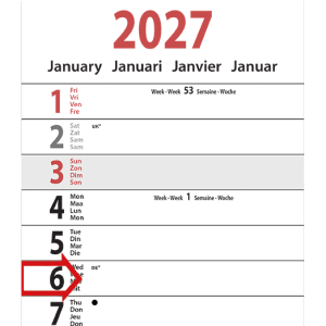Strookkalender XL 2027 - Detail