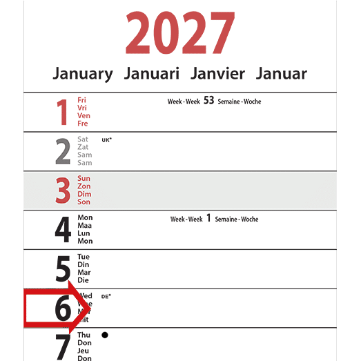 Strookkalender XL 2027 - Detail Strookkalender XL 2027 - Detail