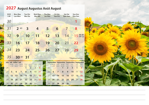 Kantoorkalender Beautiful Nature 2027 - Augustus Kantoorkalender Beautiful Nature 2027 - Augustus