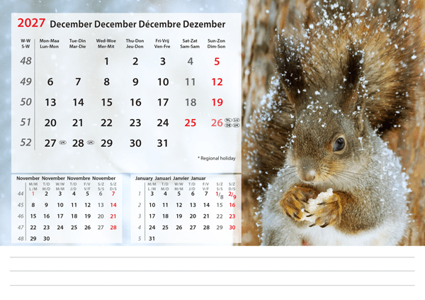 Kantoorkalender Beautiful Nature 2027 - December Kantoorkalender Beautiful Nature 2027 - December