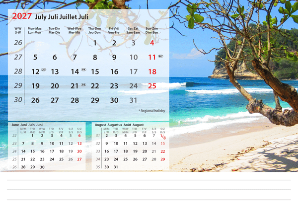 Kantoorkalender Beautiful Nature 2027 - Juli Kantoorkalender Beautiful Nature 2027 - Juli