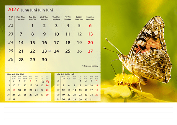 Kantoorkalender Beautiful Nature 2027 - Juni Kantoorkalender Beautiful Nature 2027 - Juni