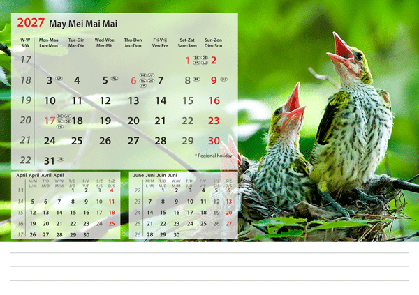 Kantoorkalender Beautiful Nature 2027 - Mei Kantoorkalender Beautiful Nature 2027 - Mei