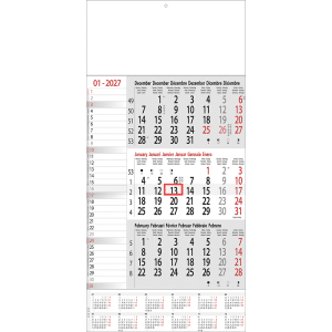 3-maandkalender Memo 2027 met jaaroverzicht