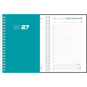Dagagenda 2027 wire-o, blauw