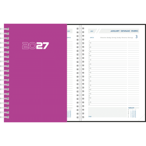 Dagagenda 2027 wire-o, paars