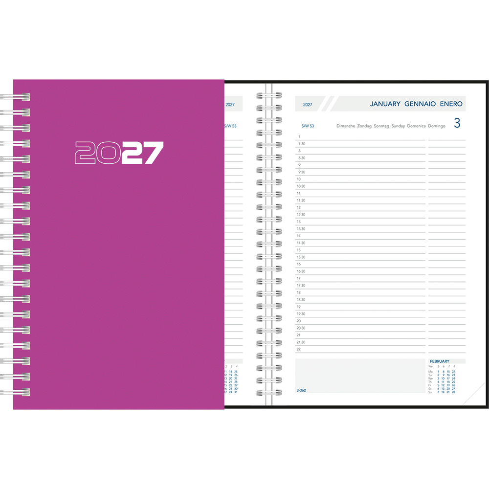 Dagagenda 2027 wire-o, paars Dagagenda 2027 wire-o, paars