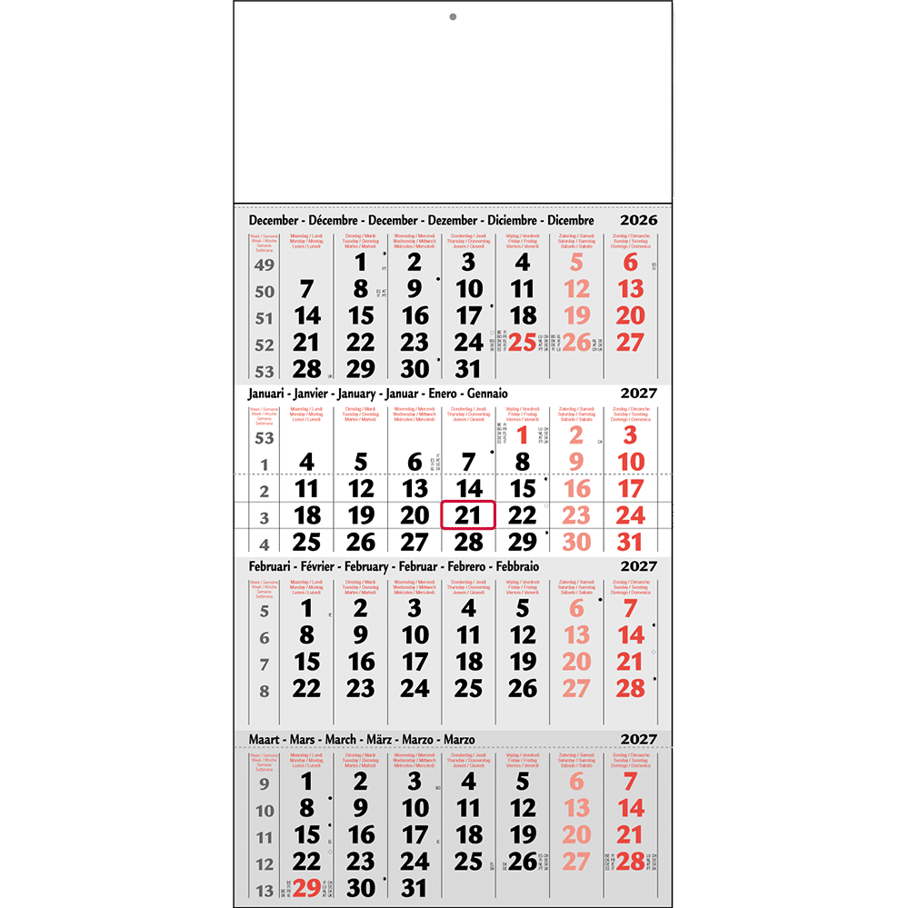 Maandkalender 4-maand 2027 Maandkalender 4-maand 2027