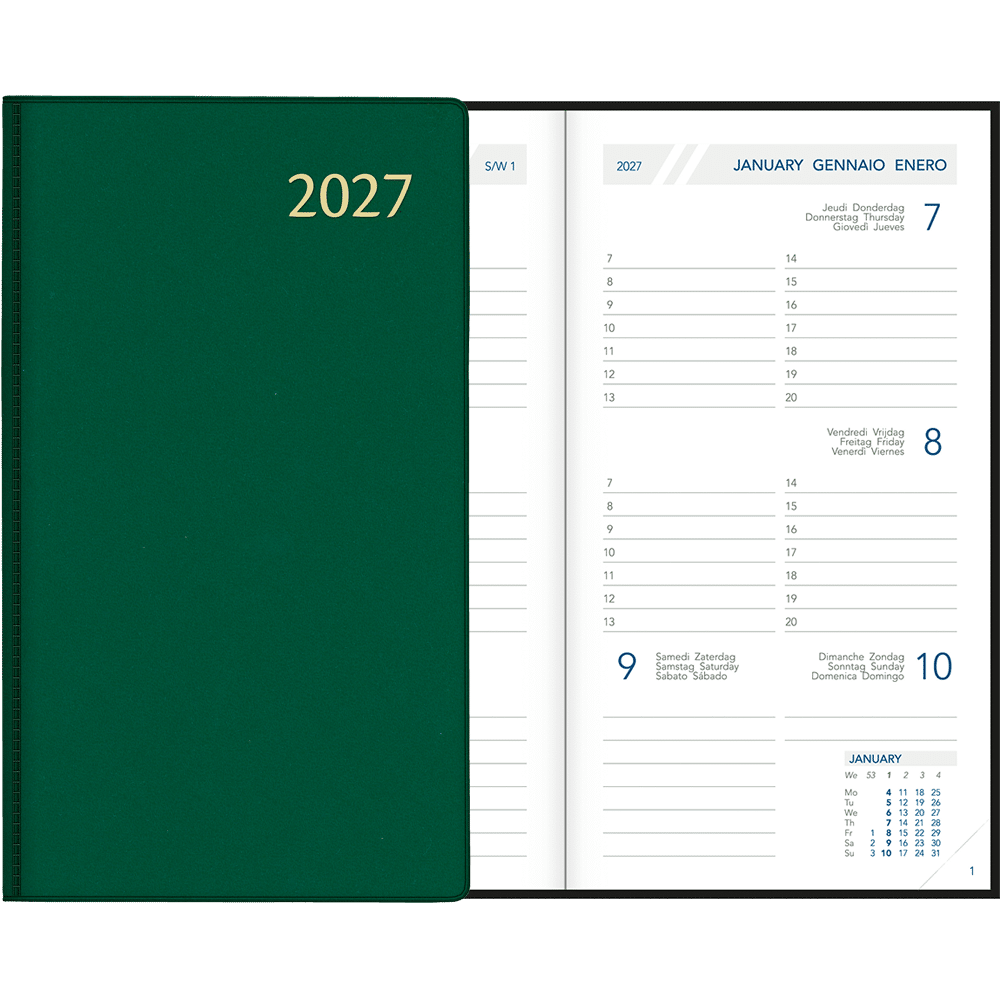 Zakagenda Visuplan 2027 gebonden, groen Zakagenda Visuplan 2027 gebonden, groen